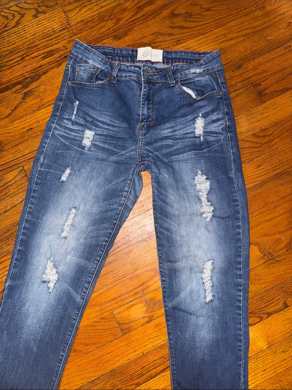L&B Women's Straight Leg Distressed Blue Jeans Size 10